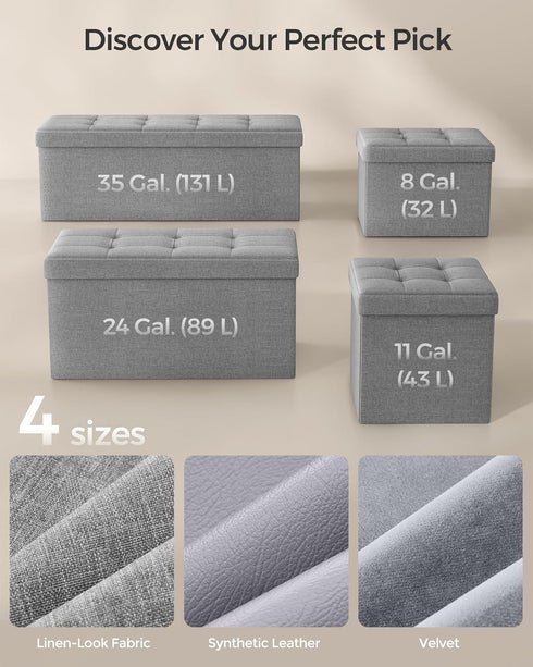 12.2 16.1 12.2 Inches, 286 lb ULSF102G02 SONGMICS Mazie Collection - Small Folding Storage Ottoman, Foot Rest Stool, x