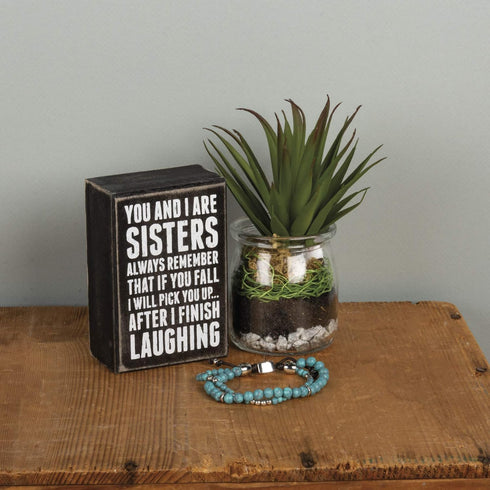 Primitives by Kathy 19450 Box Sign, 3" x 4.5", Sisters Laughing