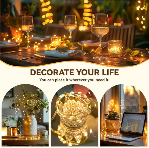 8 2 Pack 16FT 50LED HXWEIYE Rechargeable Fairy Lights Battery Operated, DIY Timer & Modes, Twinkle String Lights