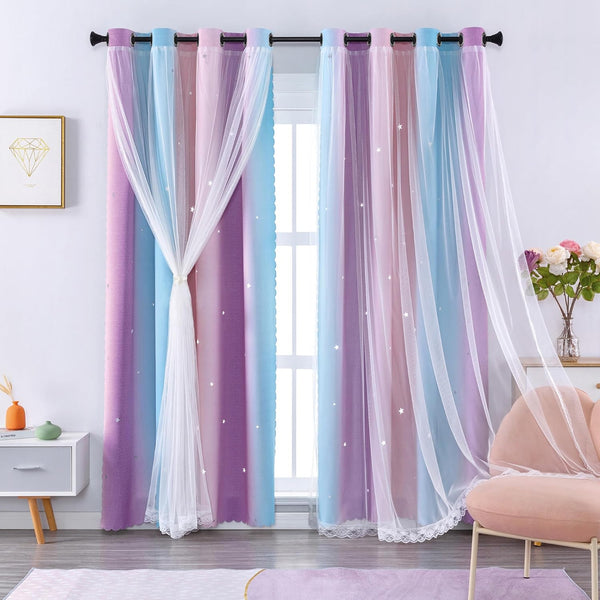 XiDi Curtains for Girls Bedroom Decor 2 Panels Set Kids Rainbow Blackout