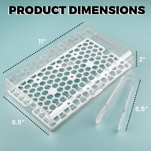 Bacon Keeper Storage Container with Tong, Deli Meat Storage Container with Perforated Tray for Freshness, Clear Durable Plastic - Dishwasher and Freezer Safe - Size: 11” x 6.5” x 2”
