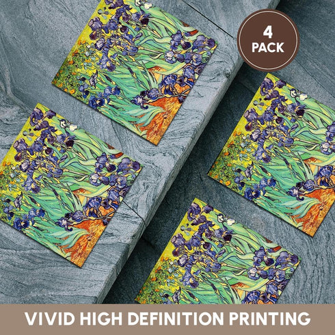 3dRose CST_155630_3 Irises by Vincent Van Gogh 1889 - Purple Flowers Iris Garden Ceramic Tile Coasters, Set of 4