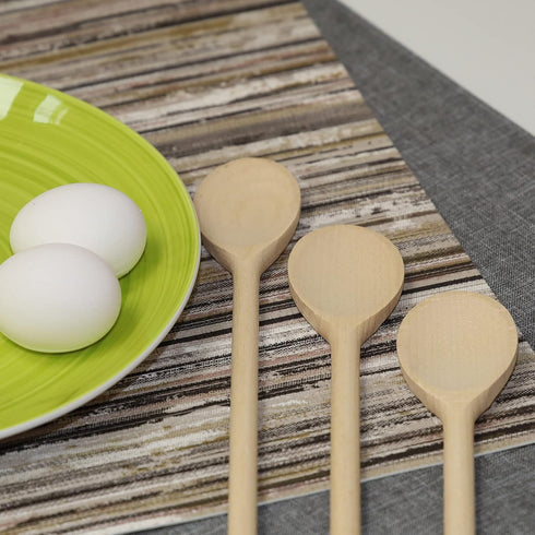 10 Inch Long Wooden Spoons for Cooking, Oval Wood Mixing Spoons for Baking, Set of 3 Natural Beechwood