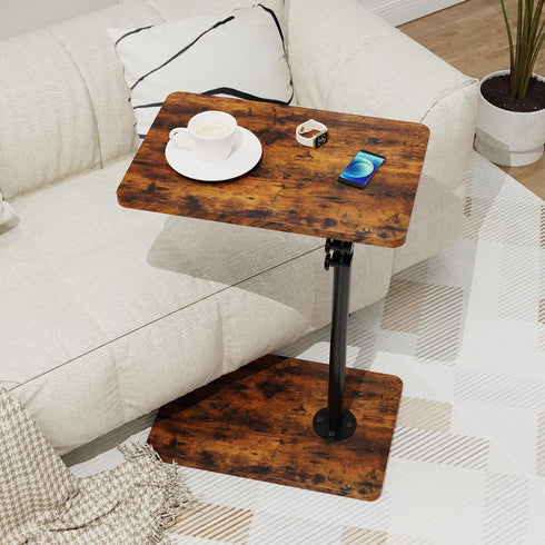 TV Tray Table, Adjustable C Shaped End Table for Couch, 360Swivel Couch