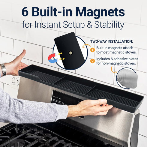 6 Silicone Magnetic Over the Stove Shelf for Back of Stove - Magnetic Stove Top Shelf and Over Stove Shelf, Over Oven