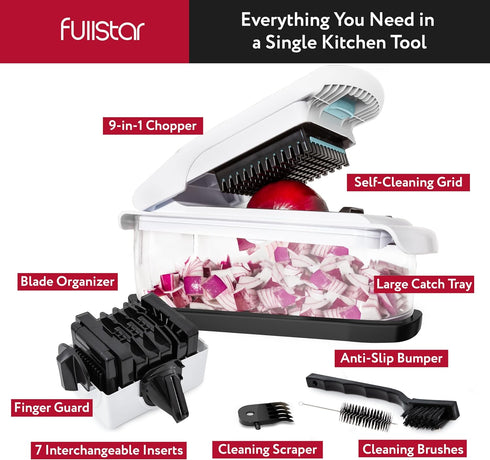 Fullstar 9-in-1 Vegetable Chopper, XL Veggie Chopper with Extra Large Catch Tray and Self Cleaning Feature