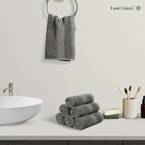 Set 12 13x13 inches LANE LINEN Washcloths - Soft Cotton Washcloths for Bathroom - - Well Stitched Edges, Softer, Highly
