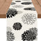 Black Gray Table Runner Dahlia Pinnata Flower Beige Table Runners Modern Elegant