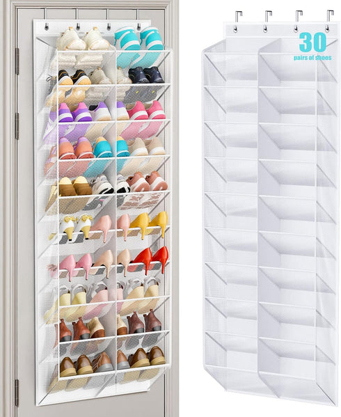 MISSLO 30 Pairs Over the Door Shoe Organizer Breathable Mesh Hanging Shoe