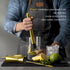 Homestia 10" Stainless Steel Muddler, 12" Cocktail Spoon, 1 oz 2 oz Double Jigger, 3 PCS Gold Cocktail Set for Beverages