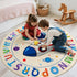 4ft, ABC Kids Alphabet Round Rug Washable Soft Circle Nursery Rug, Non-Slip Educational Carpet with Space Astronaut