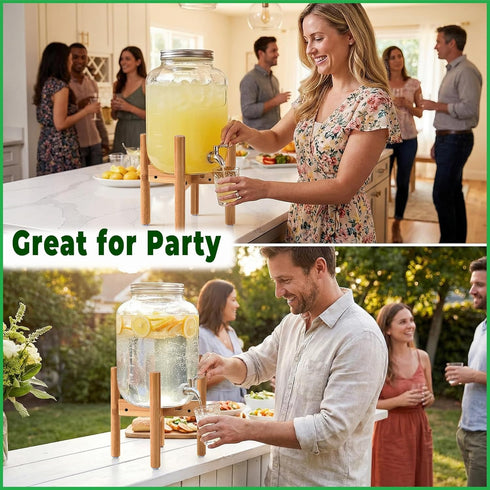 7-10 Inch ZPirates Drink Dispenser Stand - Adjustable Bamboo Holder Riser for Compatible Water, Lemonade, Juice