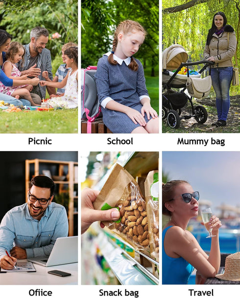 yookee home Black Insulated Lunch Bag, Thick Reusable Thermal Lunch Tote, Small Neoprene Lunchbags with Zipper