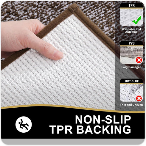 OLANLY Luxury Toilet Rugs U-Shaped, 24x20 Extra Soft Absorbent Microfiber Bathroom Rugs, Non-Slip Plush Bath Mat