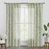 FMFUNCTEX Linen Sheer Curtains for Bedroom - Sage Green Blossom Print, 84 Inches Long, Floral Patterned Farmhouse