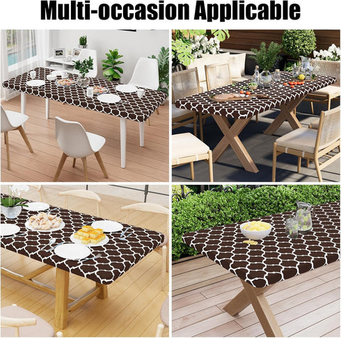 6 30x72 Inches) Smiry Rectangle Picnic Table Cover, Waterproof Elastic Fitted Camping Tablecloths for Foot Tables