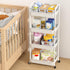 MOYIPIN 4-Tier Plastic Rolling Utility Cart with Handle,Utility Storage Cart for Office, Living Room, Kitchen,Movable