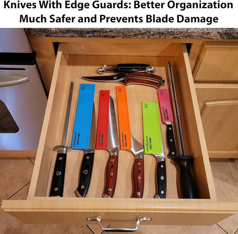 Ergo Chef 5pc Universal Knife Edge Guard Set, Multicolored for Chef, Santoku, Bread, Utility, Paring Knives