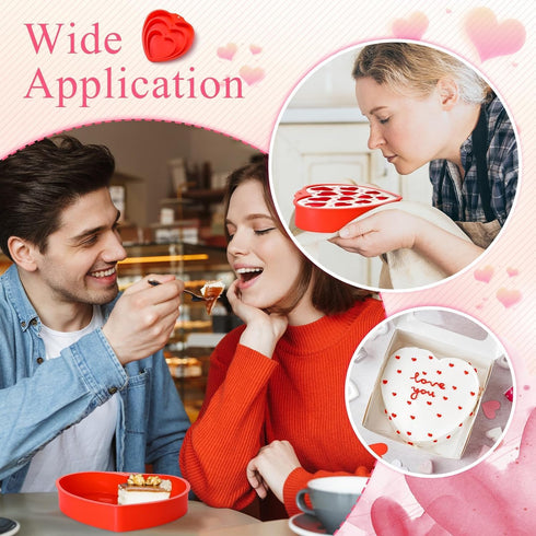 Heart Shaped Cake Pans, 3 Pcs Silicone Molds 4 6 8 Inch, Non-Stick Heart Cake Pans for Valentine's Day