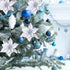 Winlyn 24 Set Christmas Silver Glitter Poinsettia Flower Picks, Christmas Tree Ornaments, White Gift Box Included