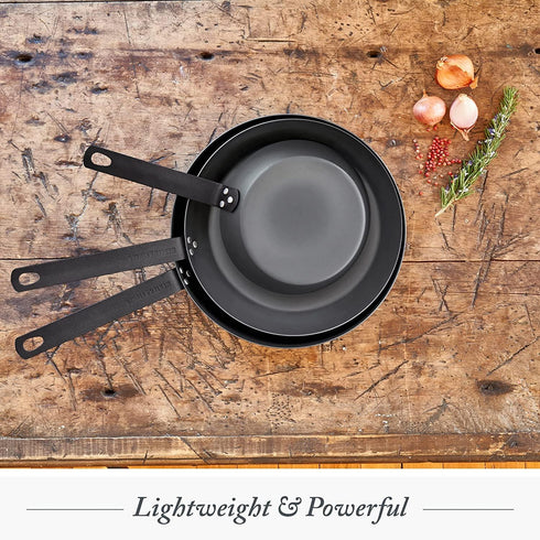 Merten & Storck Pre-Seasoned Carbon Steel 8" Frying Pan, Lightweight Cast Iron Skillet for Indoor Outdoor Cooking