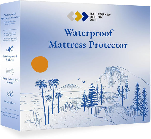California Design Den Premium Waterproof Mattress Protector for Full Size Bed, Soft Cooling Noiseless
