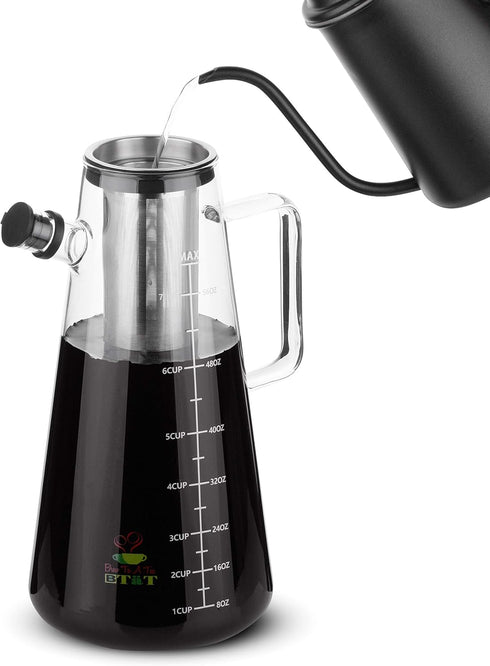 BTaT Cold Brew Coffee Maker, Iced Coffee Maker, 2 Liter, 64 oz, Cold Brew System, Tea Pitcher, Coffee Accessories