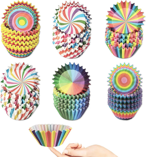 Mini Cupcake Muffin Liners, 600 Count Rainbow Paper Cupcake Liners for Baking, Colorful Tiny Cake Mold Supplies