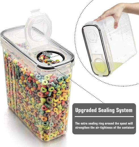 Set, 4L 6 Set 20 Wildone Cereal Storage Containers Large BPA Free Plastic Airtight Food Storage Containers for Flour