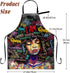 African Art Apron for Women with Pockets, Adjustable Waterproof Oil Proof Kitchen Apron Black Girl 33x28in