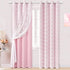 Yinhua Pink Curtains for Girls Room Double Layer Blackout Curtains for Bedroom