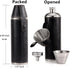 GENNISSY 10oz Black Bucket Hip Flask, PU Leather Stainless Steel, Liquor Flask with Funnel and Cups