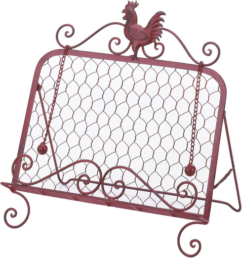 Red Rooster Cookbook Stand, 13x9x13.25