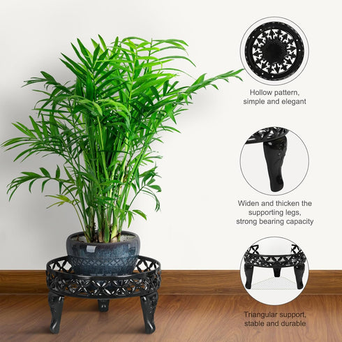 Outdoor,2 Pack Metal Plant Stand Indoor Heavy Duty Iron Plant Stands for Indoor/Outdoor,Low Round Flower Pot Stand