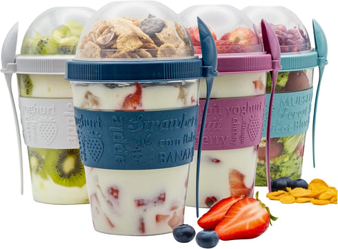 4 Pcs Yogurt Parfait Cups Breakfast On The Go Reusable Plastic Containers