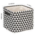 Sea Team Foldable Large Square Black and White Geometric Storage Bins, 100% Natural Linen & Cotton, Set of 4