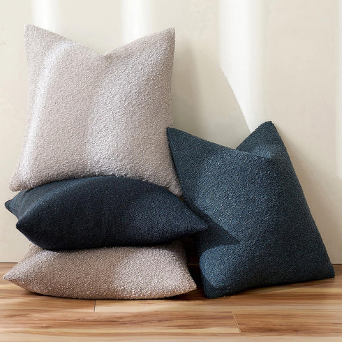 Pack 1 Decor,12x20 Inch MIULEE Textured Boucle Throw Pillow Cover Navy Blue Accent Solid Lumbar Pillow Case Decorative