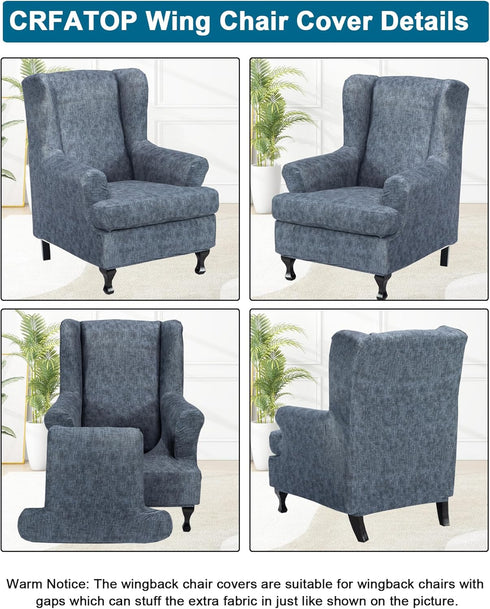 2 Chair,A02 CRFATOP Printed Wing Chair Slipcovers Piece Stretch Wingback Chair Cover Spandex Fabric Wingback Armchair