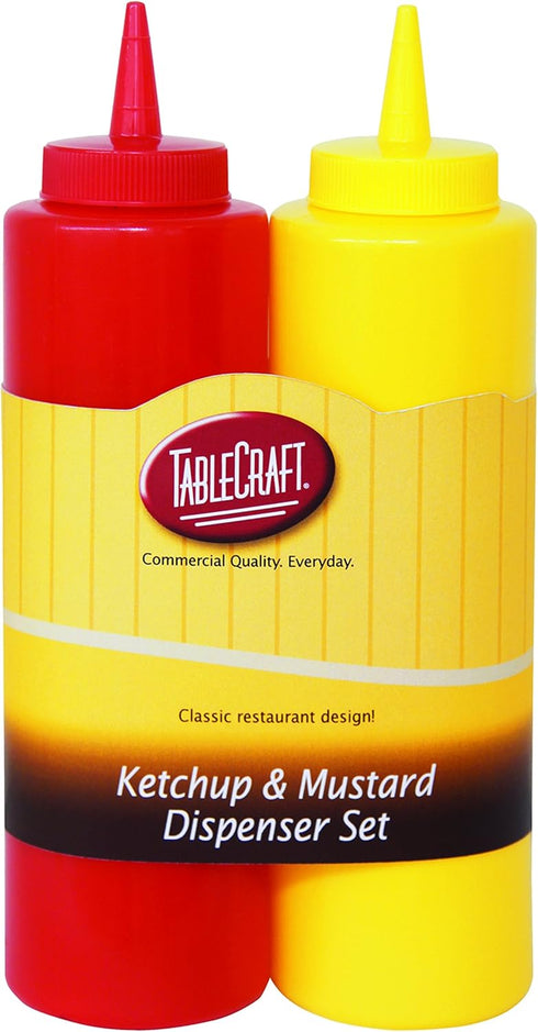 TableCraft Nostalgia 2-Piece Ketchup and Mustard Dispenser Set, 12-Ounce, Red/Yellow