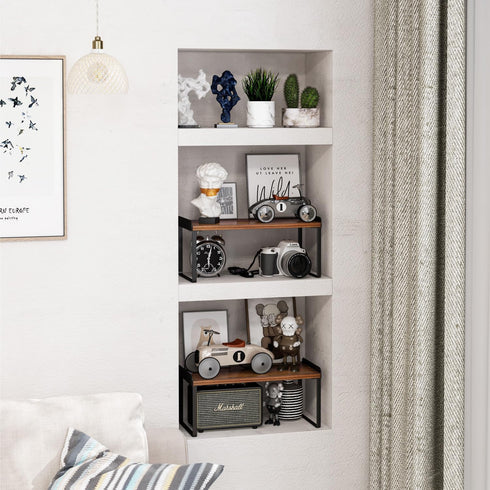 Mitus Counter, Counter, 12" Shelf Organizer and Storage, Tiered Wood Cabinet Rack for The Kitchen Bathroom Pantry