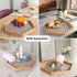 14.5"12.8") Hexagon Rattan Tray with Mother of Pearl Inlay, Rattan Serving Tray for Coffee, Bread, Fruits, Snacks