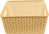 YBM Home Small Plastic Rattan Storage Box Basket Organizer, Beige, 1 Pack