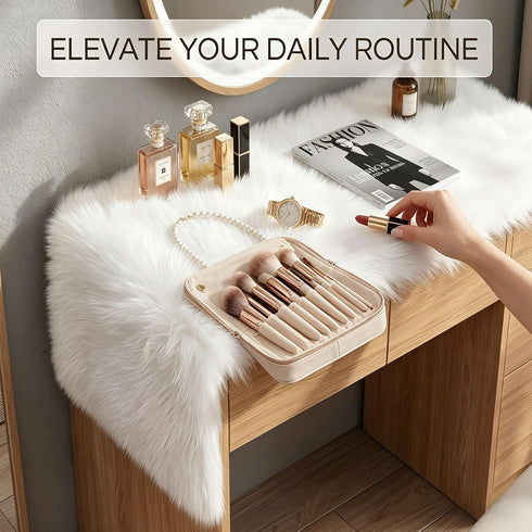 Decor(11.8 59.0 Inch) Faux Fur Table Runner, White Fur Table Runner for Christmas Winter Decor, Luxury Soft Table