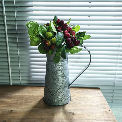 Hosley 9.25 Inch High Galvanized Decorative Pitcher - Ideal for Floral Arrangements, Home Wedding Decor