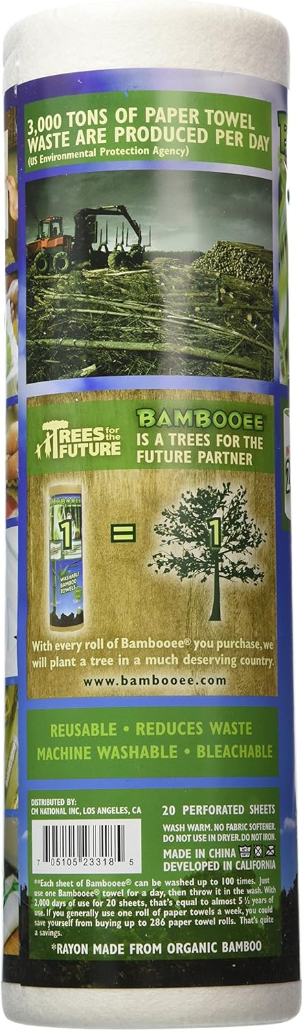 Bambooee 20 Reusable Bamboo Towel ( Single roll, each roll comes with sheets of Bamboee Towels)