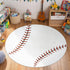 Soft Round Rugs for Bedroom, Baseball Rug for Boys, Bedside Area Kids