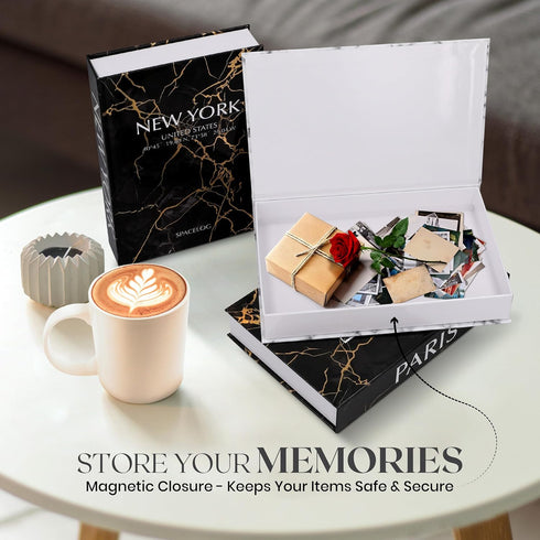 Spacelog Set 3 Set Decorative Books for Home Decor - of Faux Coffee Table Books for Modern Home Decoration, Fake