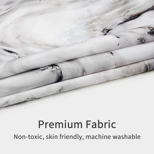MitoVilla Grey Marble Shower Curtain Set, Luxury Waterproof Washable Fabric Shower Curtain for Bathroom Decor, 72 x 72