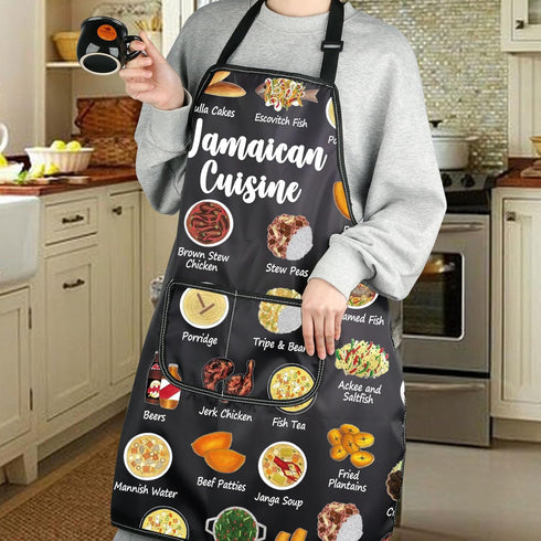 G2TUP Cooking Dishes Recipes Soup Apron With Pockets Jamaican Cuisine Kitchen Gift Cooking Baking Chef Gift