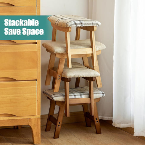 Compact Wooden Footrest Stool for Living Areas - Ideal Ottoman for Relaxation
